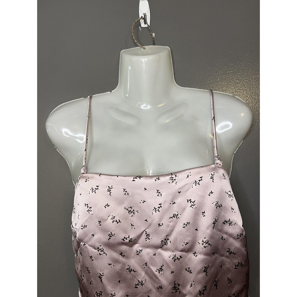 Garage Tank Top Womens M Pink Satin Floral Tie Back Bow Cami Crop Summer